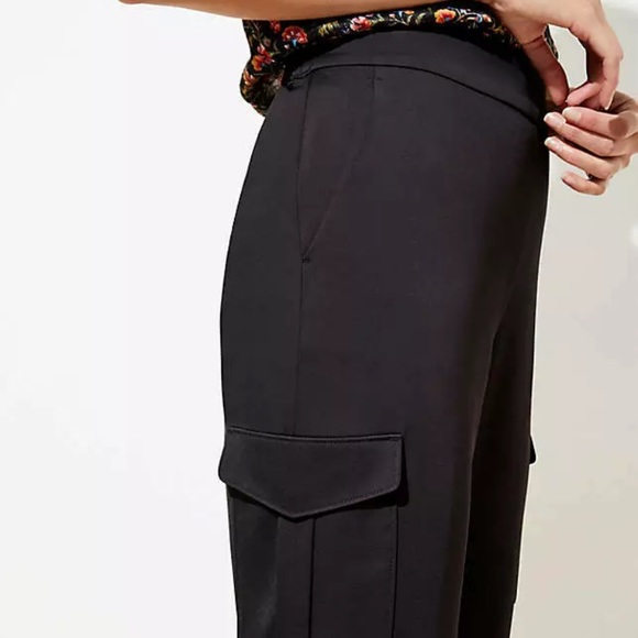 Loft Shimmer Satin Shimmer Cargo Pull On Pants New - Picture 4 of 8